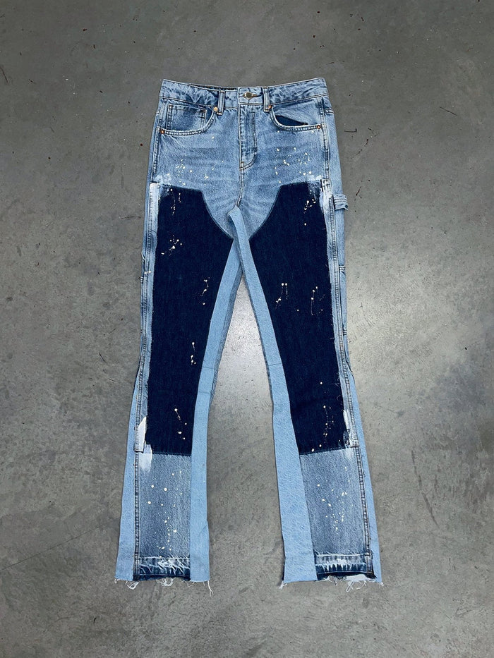 Flared-Denim Blau